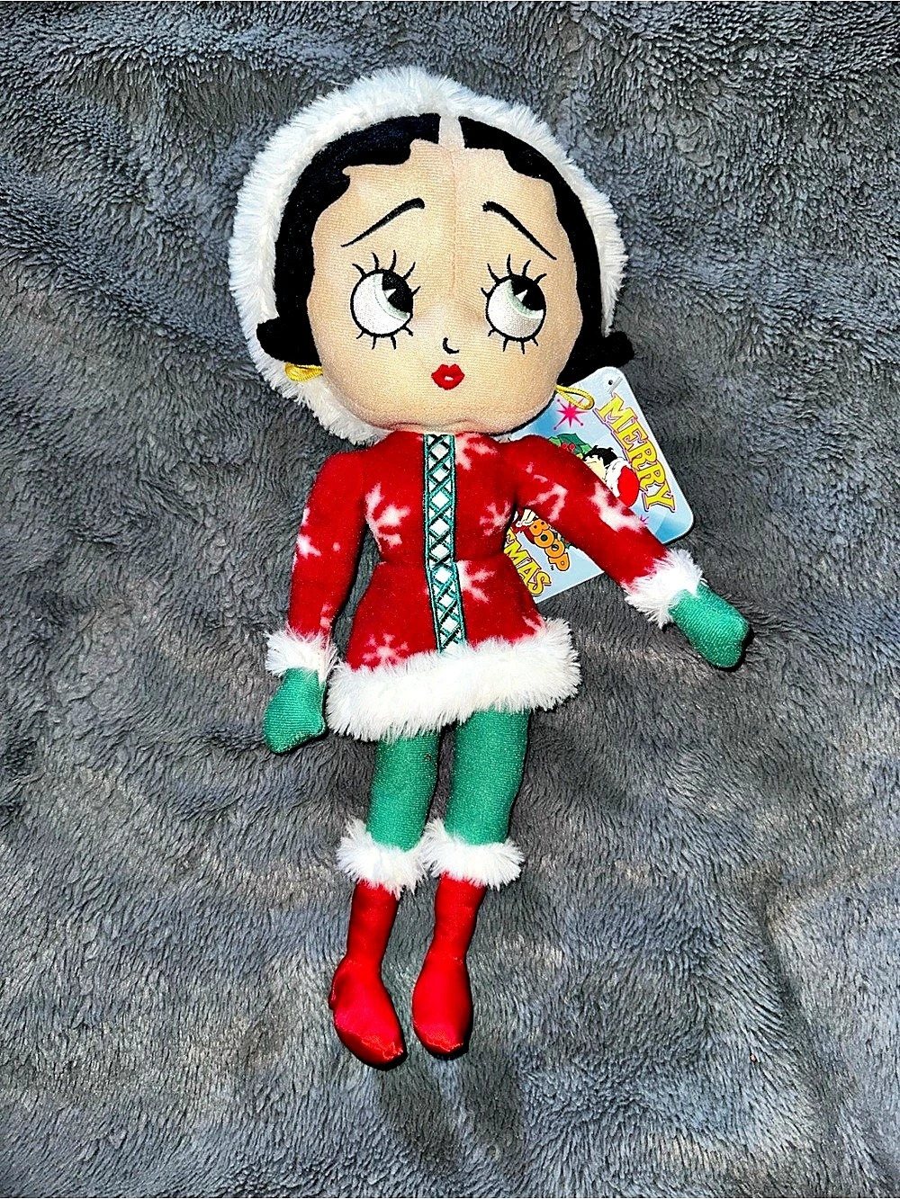 Betty Boop Merry Christmas Elf Plush Doll Red & Green